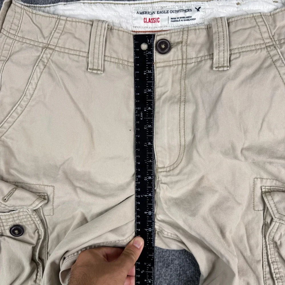 American Eagle Cargo Shorts Mens Size 32 Tan Classic Cotton Utility Pocket